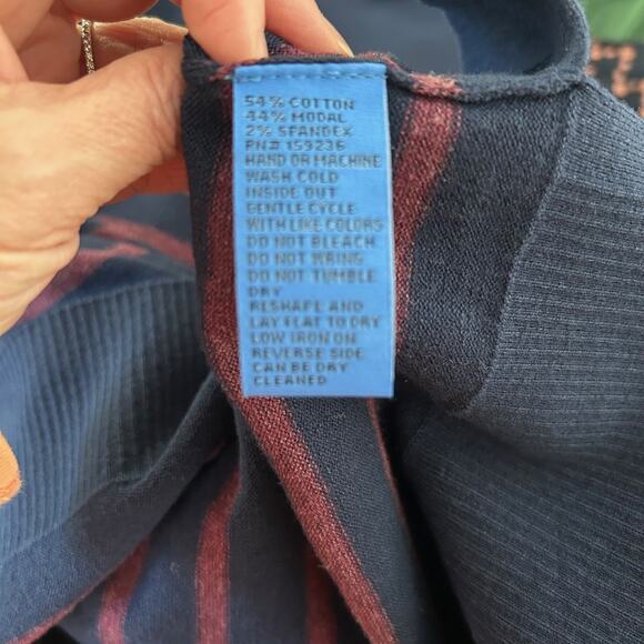 J McLaughlin Sweater Striped SZS Navy Multi Classic Preppy Long Sleeve - Picture 7 of 10